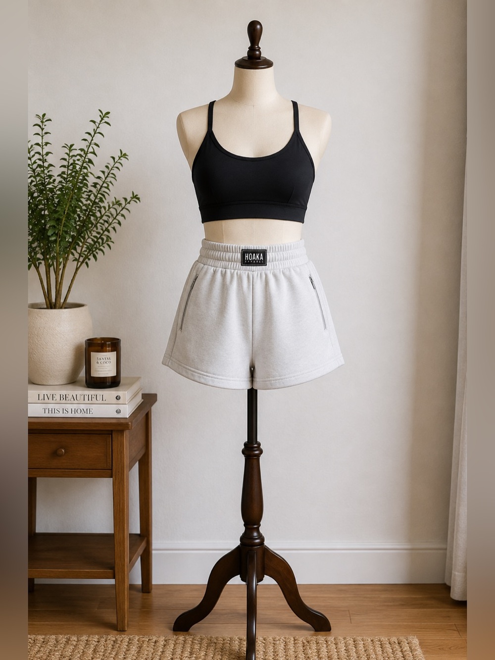 Hoaka Apparel Organic Cotton Fleece Zip Pocket Lounge Shorts Grey Size Medium